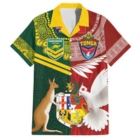 Custom Mate Ma'a Tonga and Australia Kangaroo Family Matching Tank Maxi Dress and Hawaiian Shirt Nation Seal with Mascot Aboriginal and Tongan Kupesi Ngatu Art