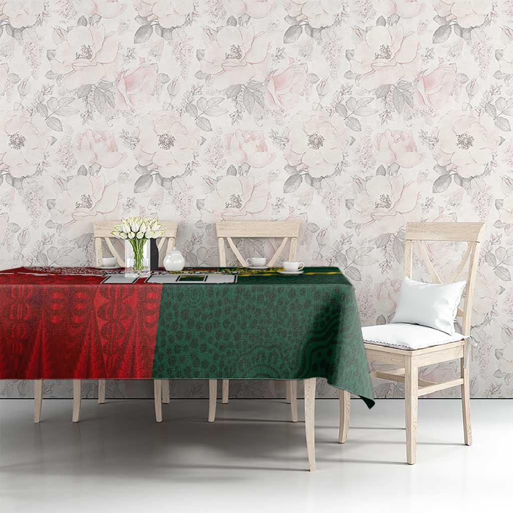 Custom Mate Ma'a Tonga and Australia Kangaroo Tablecloth Nation Seal with Mascot Aboriginal and Tongan Kupesi Ngatu Art LT03 - Polynesian Pride