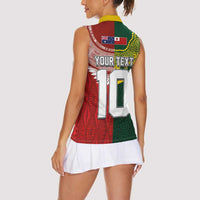 Custom Mate Ma'a Tonga and Australia Kangaroo Women Sleeveless Polo Shirt Nation Seal with Mascot Aboriginal and Tongan Kupesi Ngatu Art