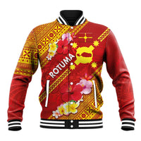Rotuma Island Baseball Jacket Fijian Tapa with Polynesian Art and Hibiscus