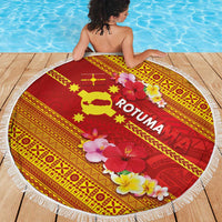 Rotuma Island Beach Blanket Fijian Tapa with Polynesian Art and Hibiscus
