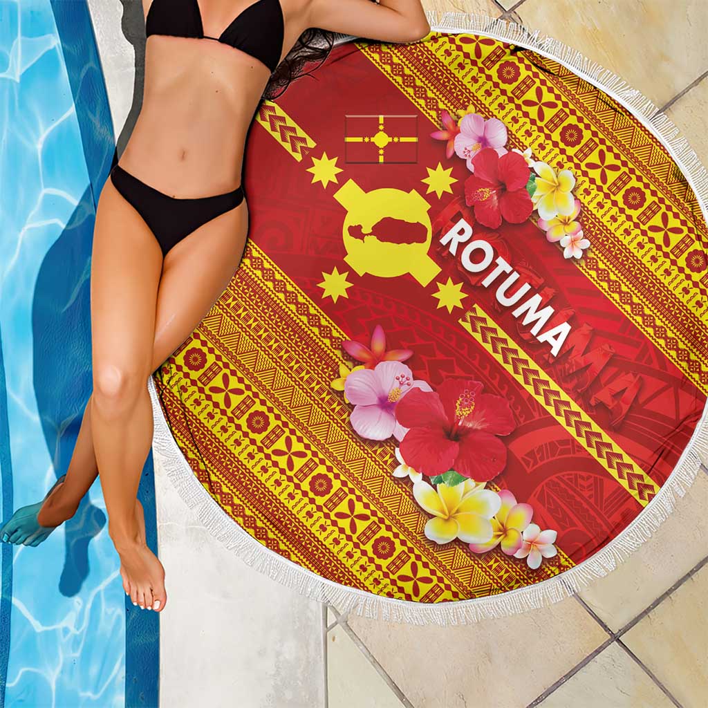 Rotuma Island Beach Blanket Fijian Tapa with Polynesian Art and Hibiscus