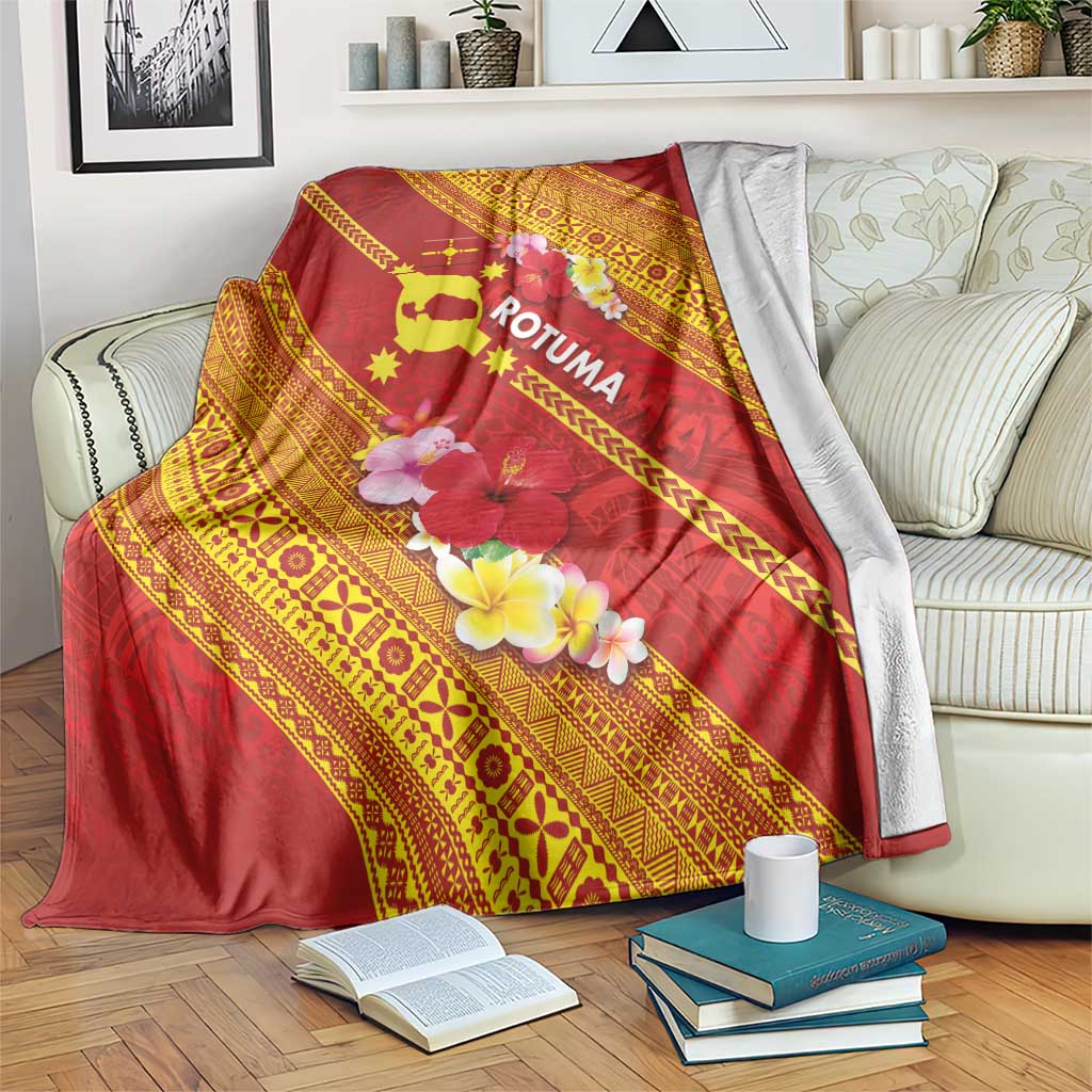 Rotuma Island Blanket Fijian Tapa with Polynesian Art and Hibiscus
