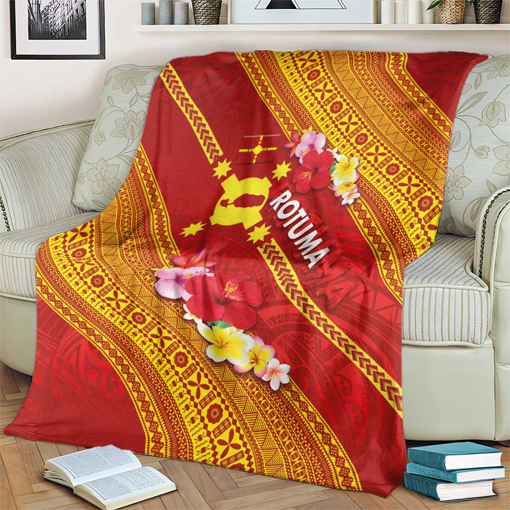 Rotuma Island Blanket Fijian Tapa with Polynesian Art and Hibiscus