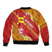 Rotuma Island Bomber Jacket Fijian Tapa with Polynesian Art and Hibiscus