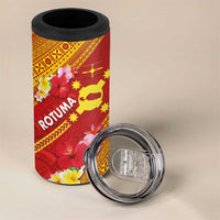 Rotuma Island 4 in 1 Can Cooler Tumbler Fijian Tapa with Polynesian Art and Hibiscus
