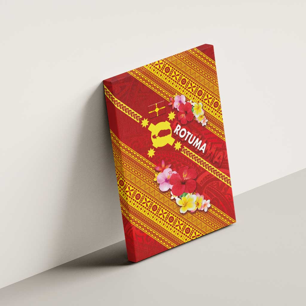 Rotuma Island Canvas Wall Art Fijian Tapa with Polynesian Art and Hibiscus