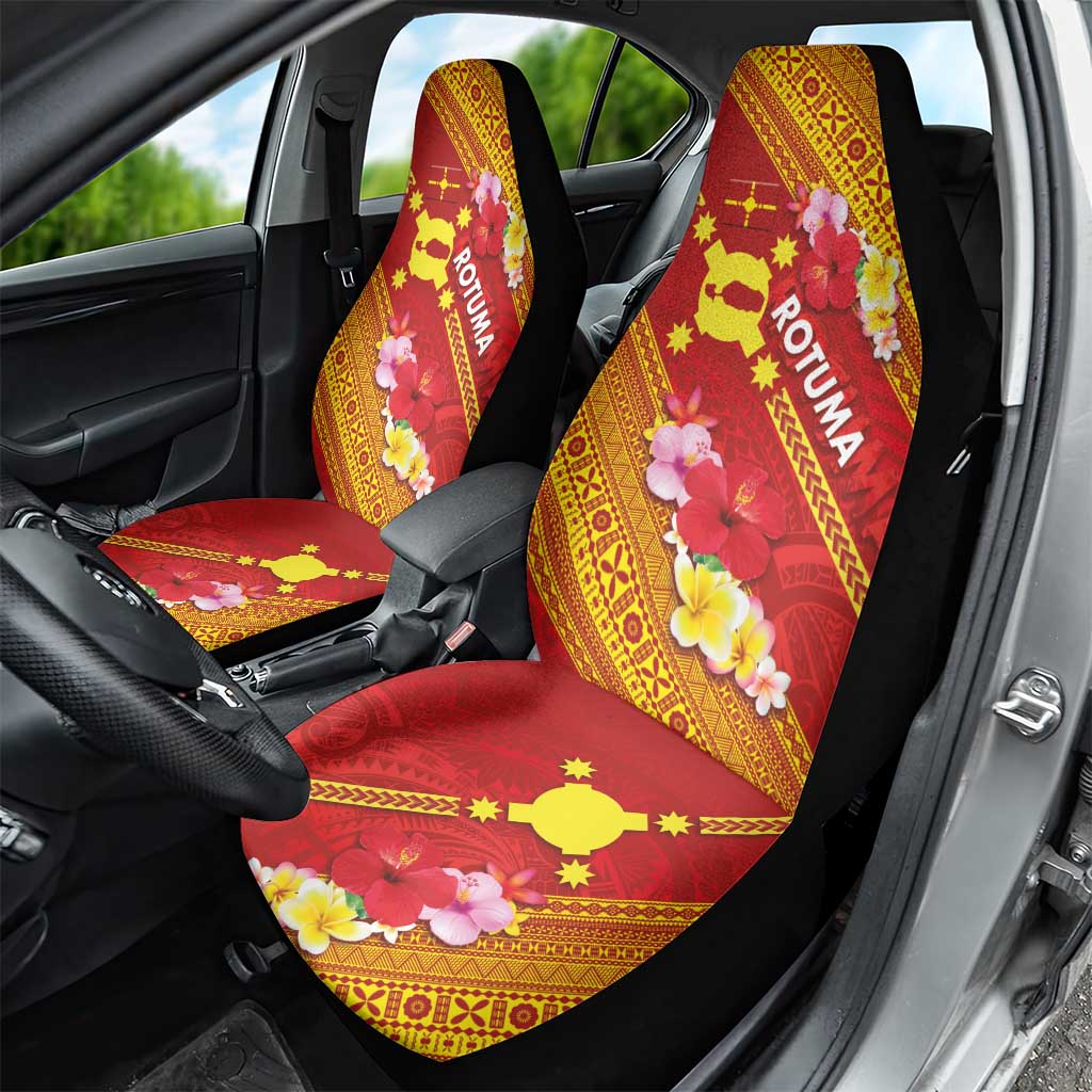 Rotuma Island Car Seat Cover Fijian Tapa with Polynesian Art and Hibiscus