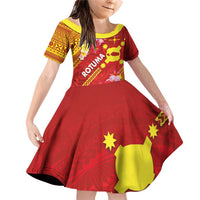 Rotuma Island Family Matching Off Shoulder Short Dress and Hawaiian Shirt Fijian Tapa with Polynesian Art and Hibiscus