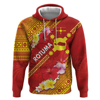 Rotuma Island Hoodie Fijian Tapa with Polynesian Art and Hibiscus