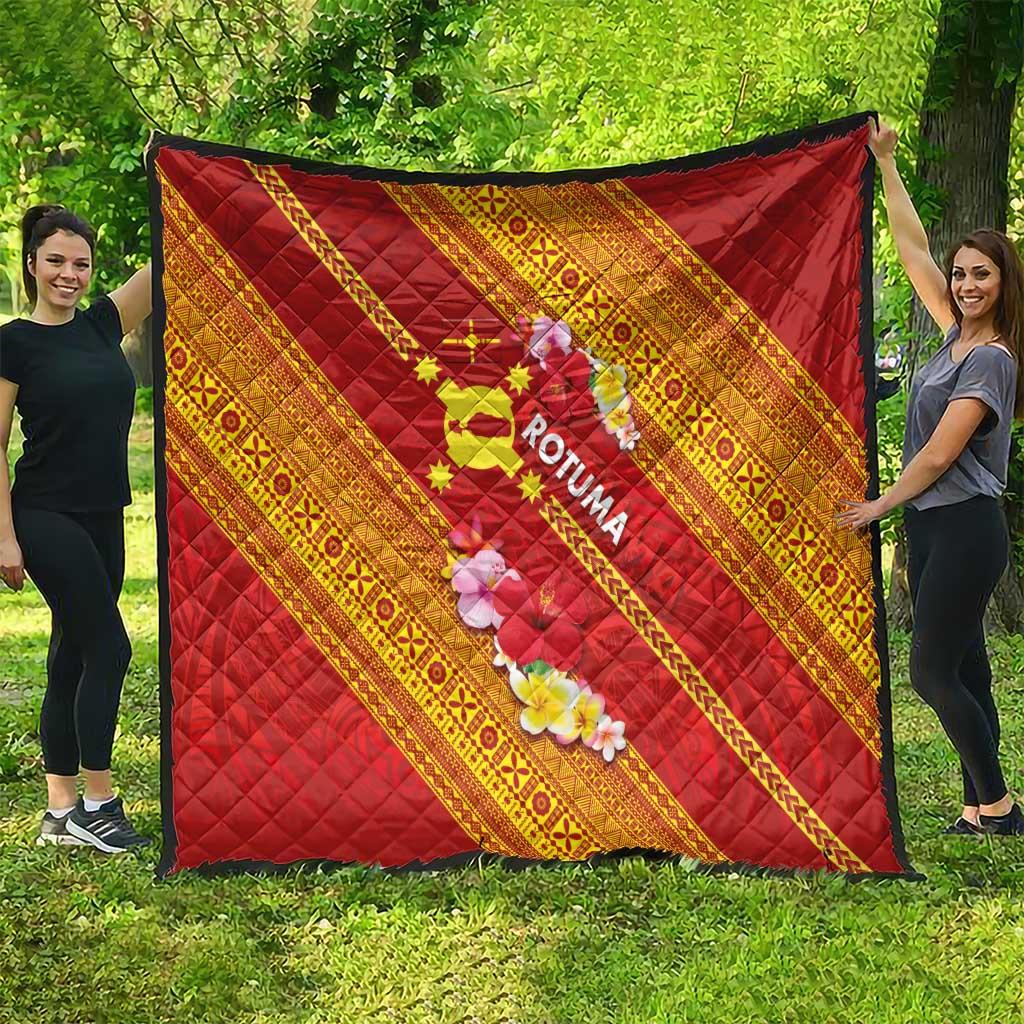 Rotuma Island Quilt Fijian Tapa with Polynesian Art and Hibiscus