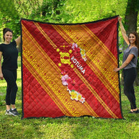 Rotuma Island Quilt Fijian Tapa with Polynesian Art and Hibiscus