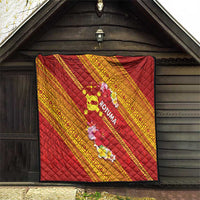 Rotuma Island Quilt Fijian Tapa with Polynesian Art and Hibiscus