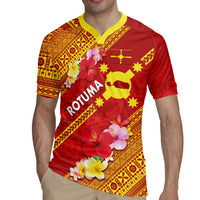 Rotuma Island Rugby Jersey Fijian Tapa with Polynesian Art and Hibiscus