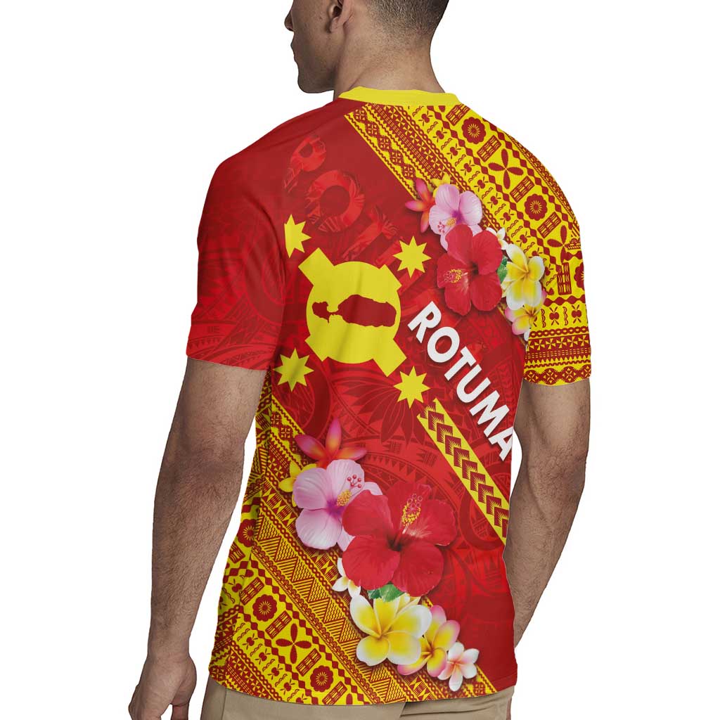 Rotuma Island Rugby Jersey Fijian Tapa with Polynesian Art and Hibiscus
