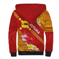 Rotuma Island Sherpa Hoodie Fijian Tapa with Polynesian Art and Hibiscus