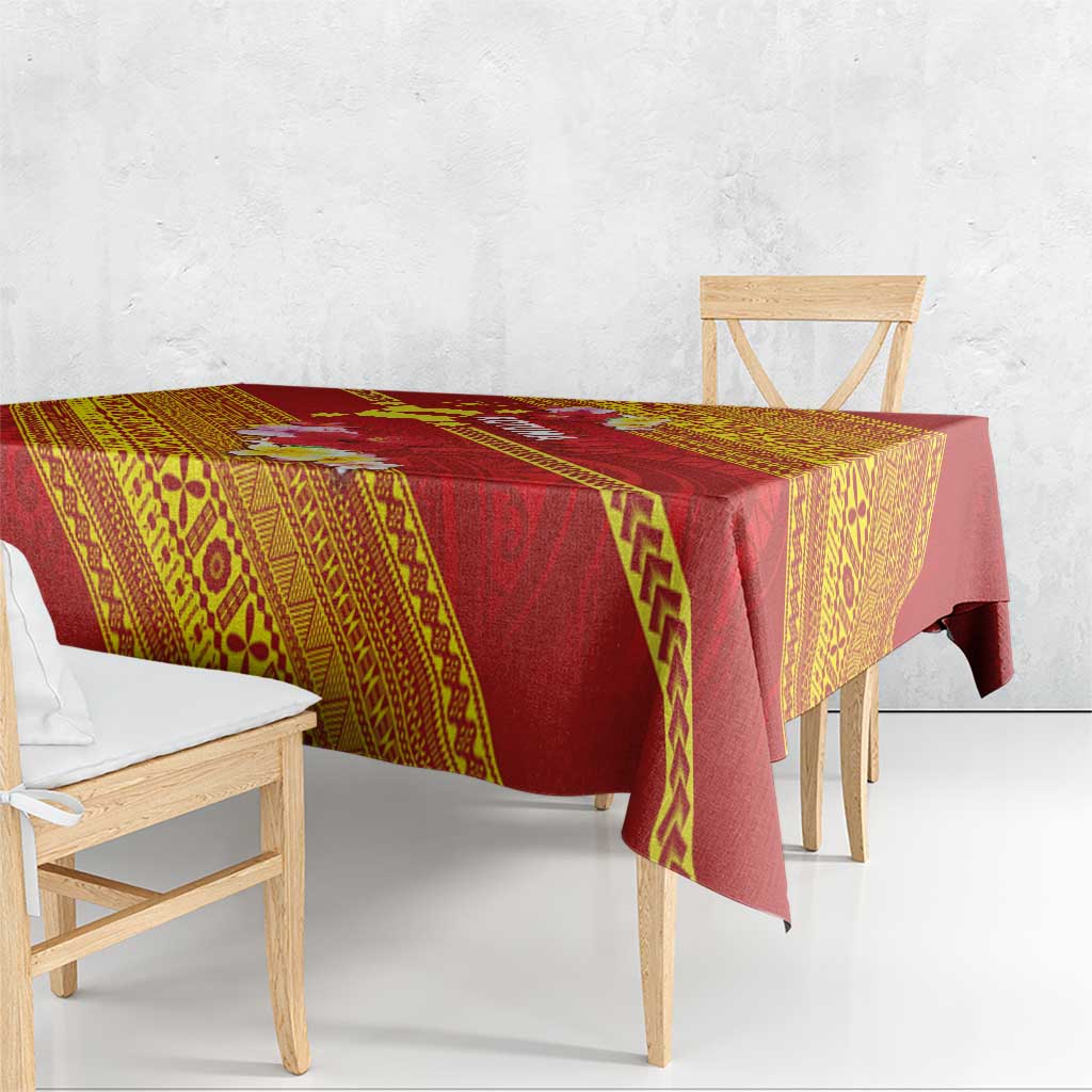 Rotuma Island Tablecloth Fijian Tapa with Polynesian Art and Hibiscus