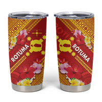 Rotuma Island Tumbler Cup Fijian Tapa with Polynesian Art and Hibiscus