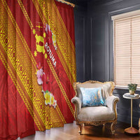 Rotuma Island Window Curtain Fijian Tapa with Polynesian Art and Hibiscus