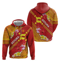 Rotuma Island Zip Hoodie Fijian Tapa with Polynesian Art and Hibiscus