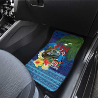 Fiji Iguana-Coat of Arms Car Mats with Hibiscus and Plumeria Palm Tree Tapa Art