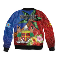 Personalised Fiji and Rotuma Together Bomber Jacket Fjian Masi and Pacific Pattern Mix Culture