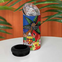 Personalised Fiji and Rotuma Together 4 in 1 Can Cooler Tumbler Fjian Masi and Pacific Pattern Mix Culture