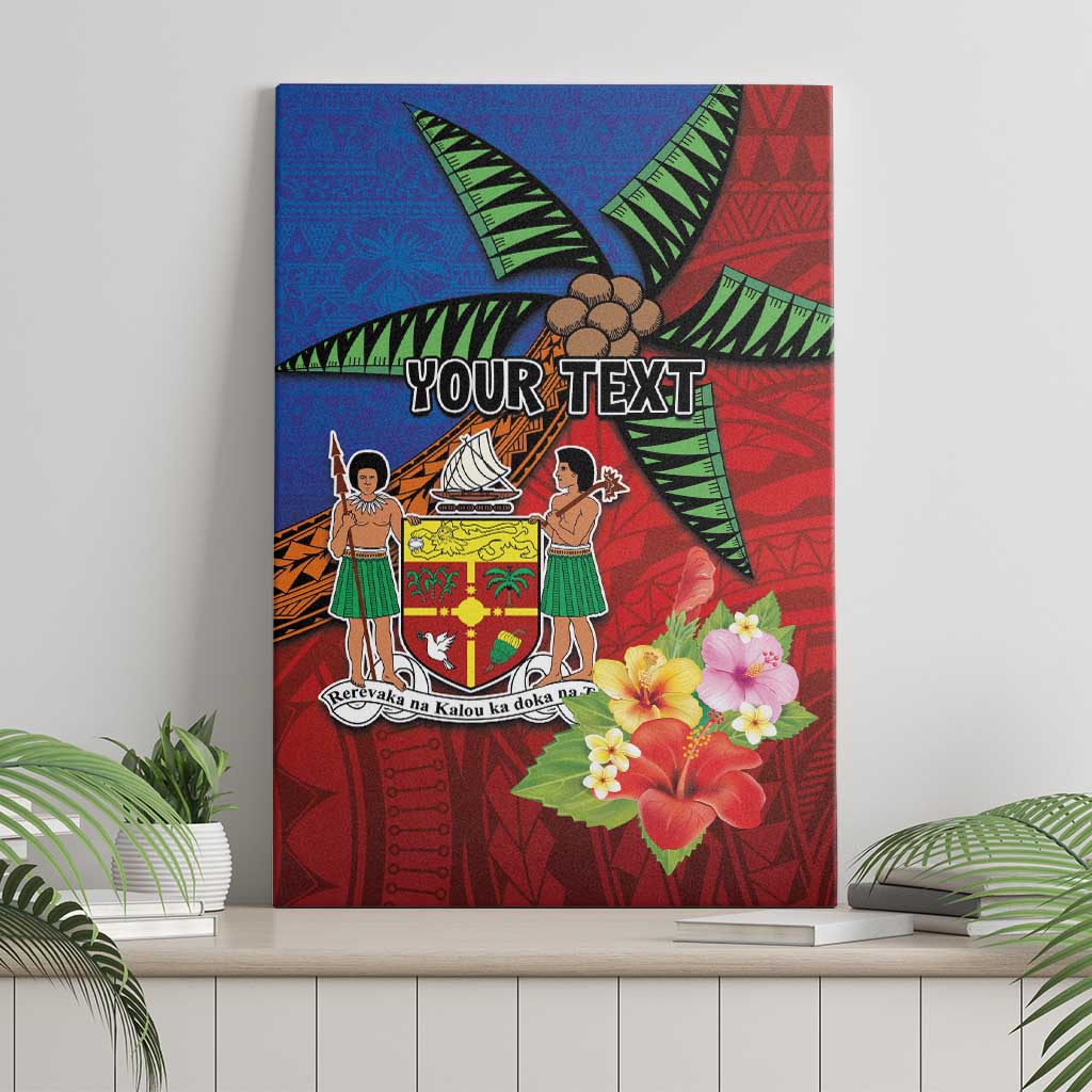 Personalised Fiji and Rotuma Together Canvas Wall Art Fjian Masi and Pacific Pattern Mix Culture