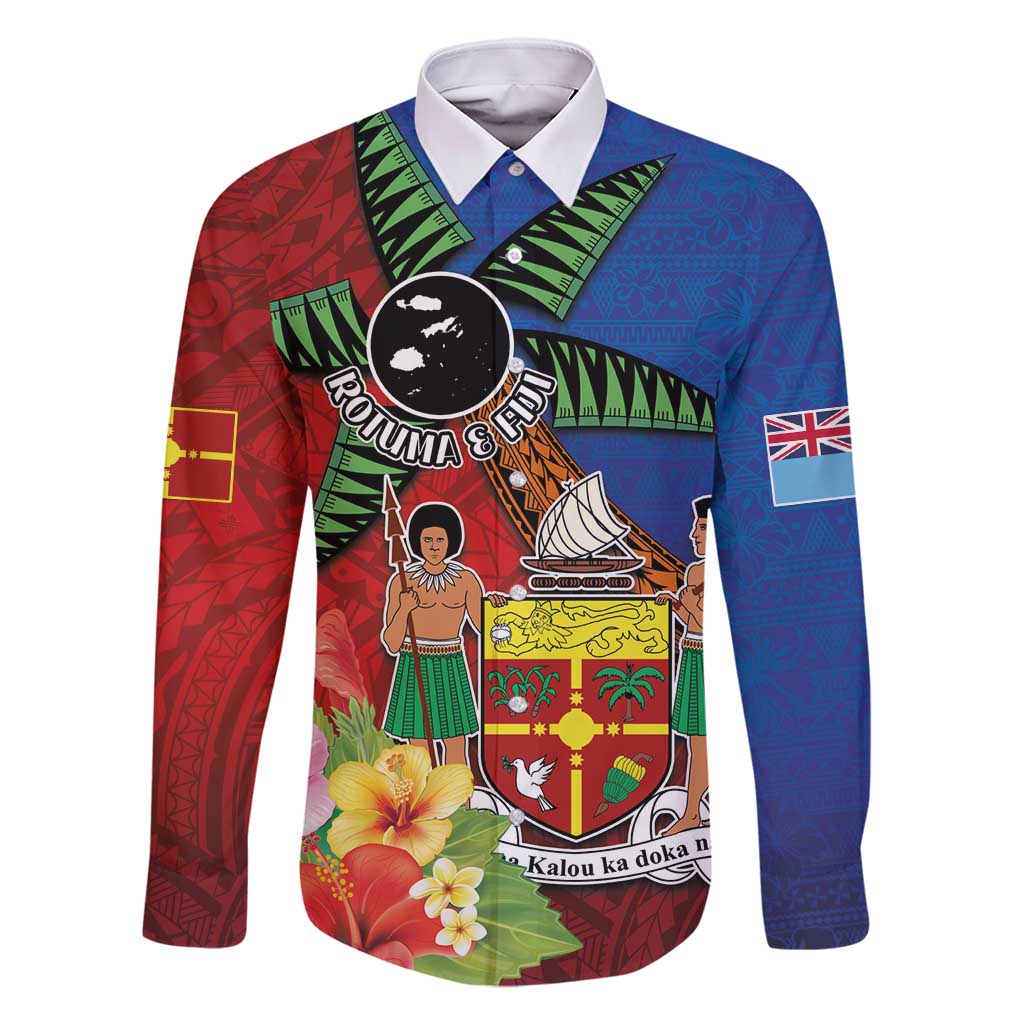 Personalised Fiji and Rotuma Together Family Matching Summer Maxi Dress and Hawaiian Shirt Fjian Masi and Pacific Pattern Mix Culture