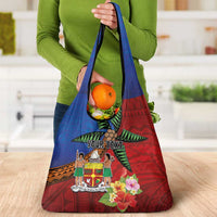 Personalised Fiji and Rotuma Together Grocery Bag Fjian Masi and Pacific Pattern Mix Culture