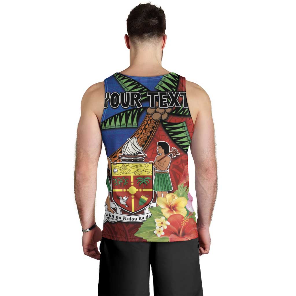 Personalised Fiji and Rotuma Together Men Tank Top Fjian Masi and Pacific Pattern Mix Culture