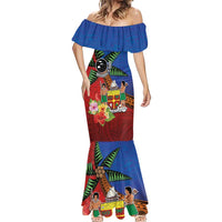 Personalised Fiji and Rotuma Together Mermaid Dress Fjian Masi and Pacific Pattern Mix Culture