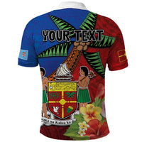 Personalised Fiji and Rotuma Together Polo Shirt Fjian Masi and Pacific Pattern Mix Culture