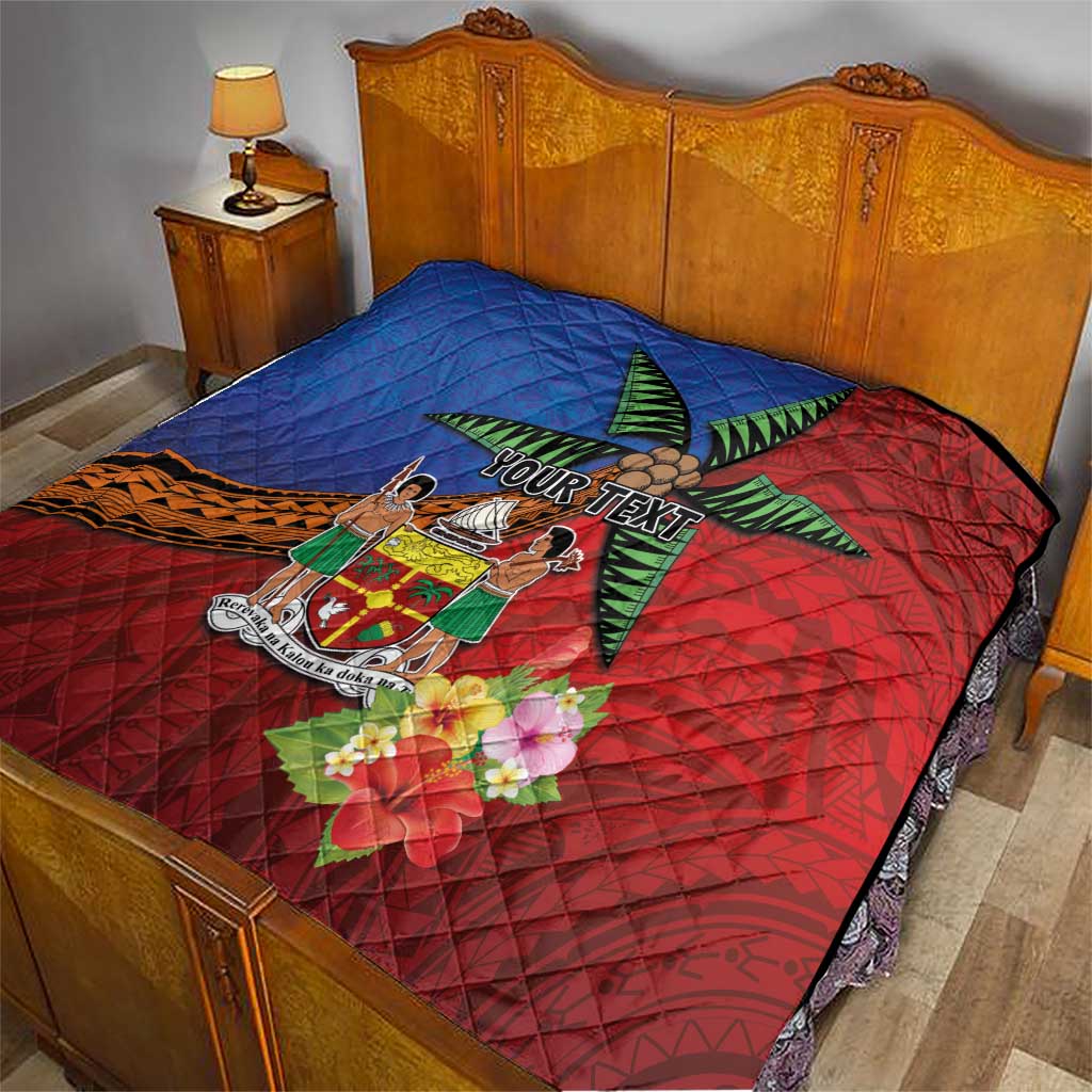 Personalised Fiji and Rotuma Together Quilt Fjian Masi and Pacific Pattern Mix Culture