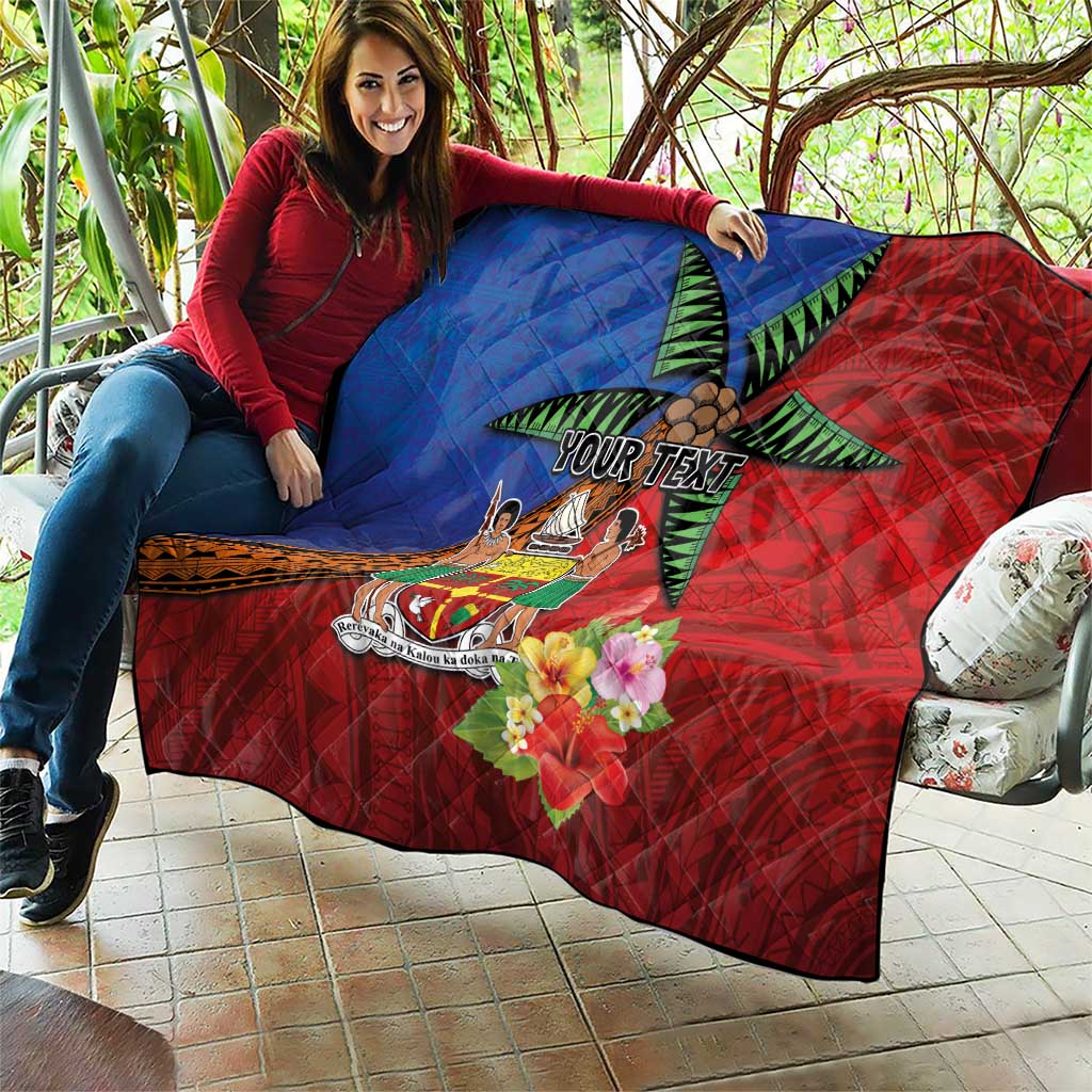 Personalised Fiji and Rotuma Together Quilt Fjian Masi and Pacific Pattern Mix Culture