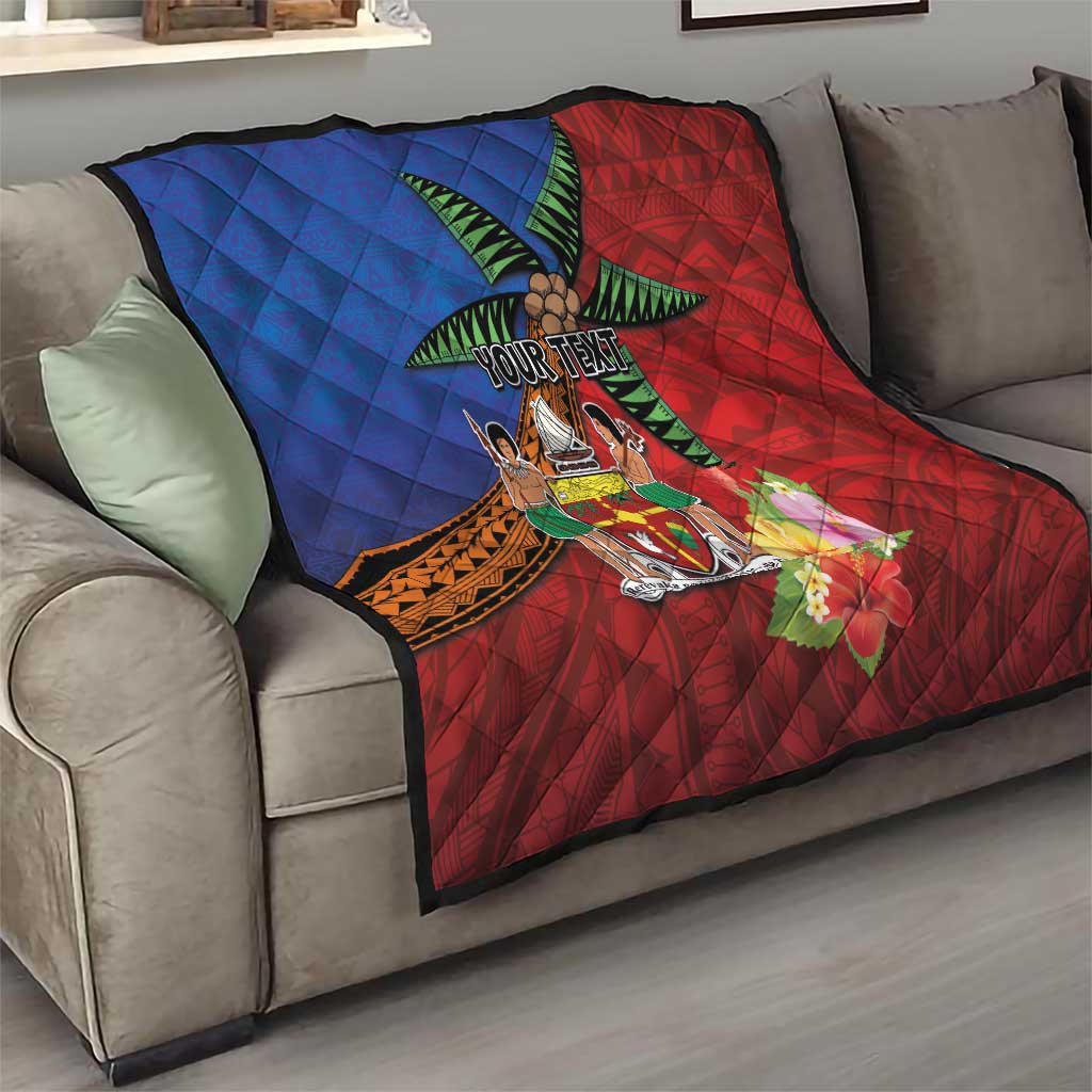Personalised Fiji and Rotuma Together Quilt Fjian Masi and Pacific Pattern Mix Culture
