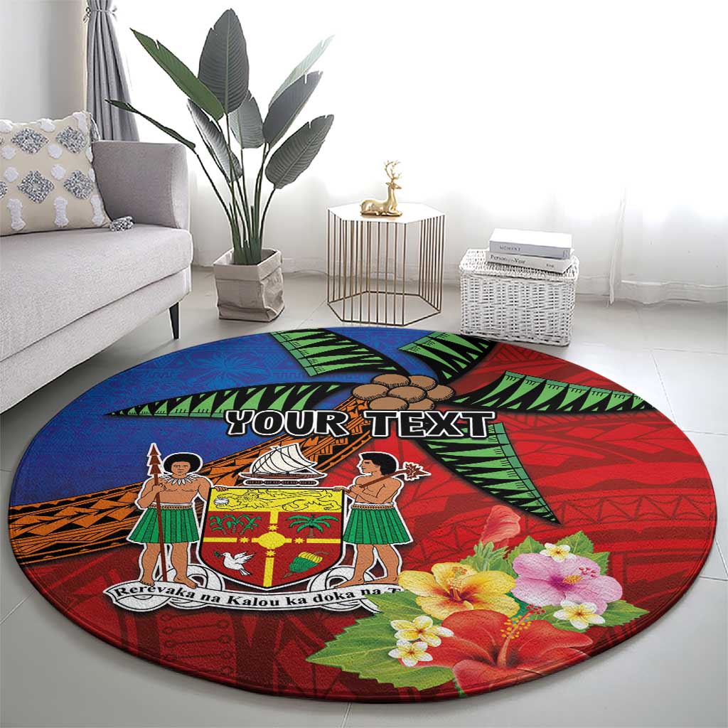 Personalised Fiji and Rotuma Together Round Carpet Fjian Masi and Pacific Pattern Mix Culture