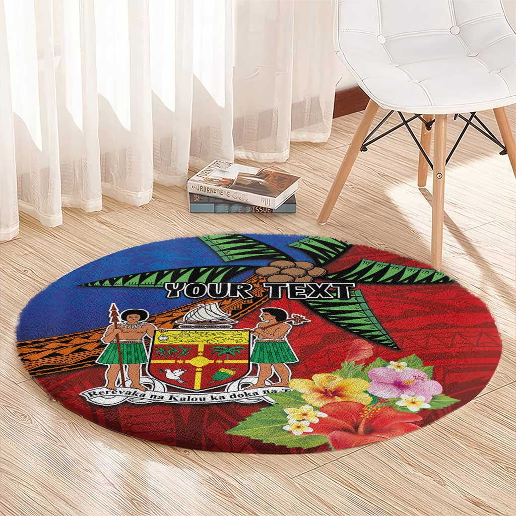 Personalised Fiji and Rotuma Together Round Carpet Fjian Masi and Pacific Pattern Mix Culture