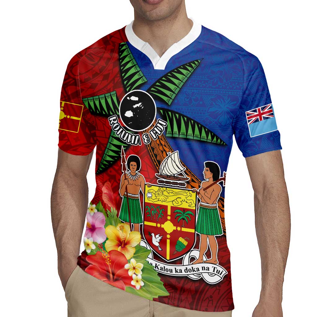 Personalised Fiji and Rotuma Together Rugby Jersey Fjian Masi and Pacific Pattern Mix Culture