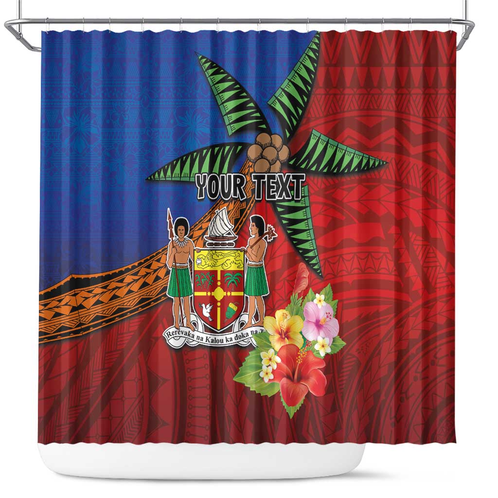 Personalised Fiji and Rotuma Together Shower Curtain Fjian Masi and Pacific Pattern Mix Culture