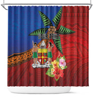 Personalised Fiji and Rotuma Together Shower Curtain Fjian Masi and Pacific Pattern Mix Culture