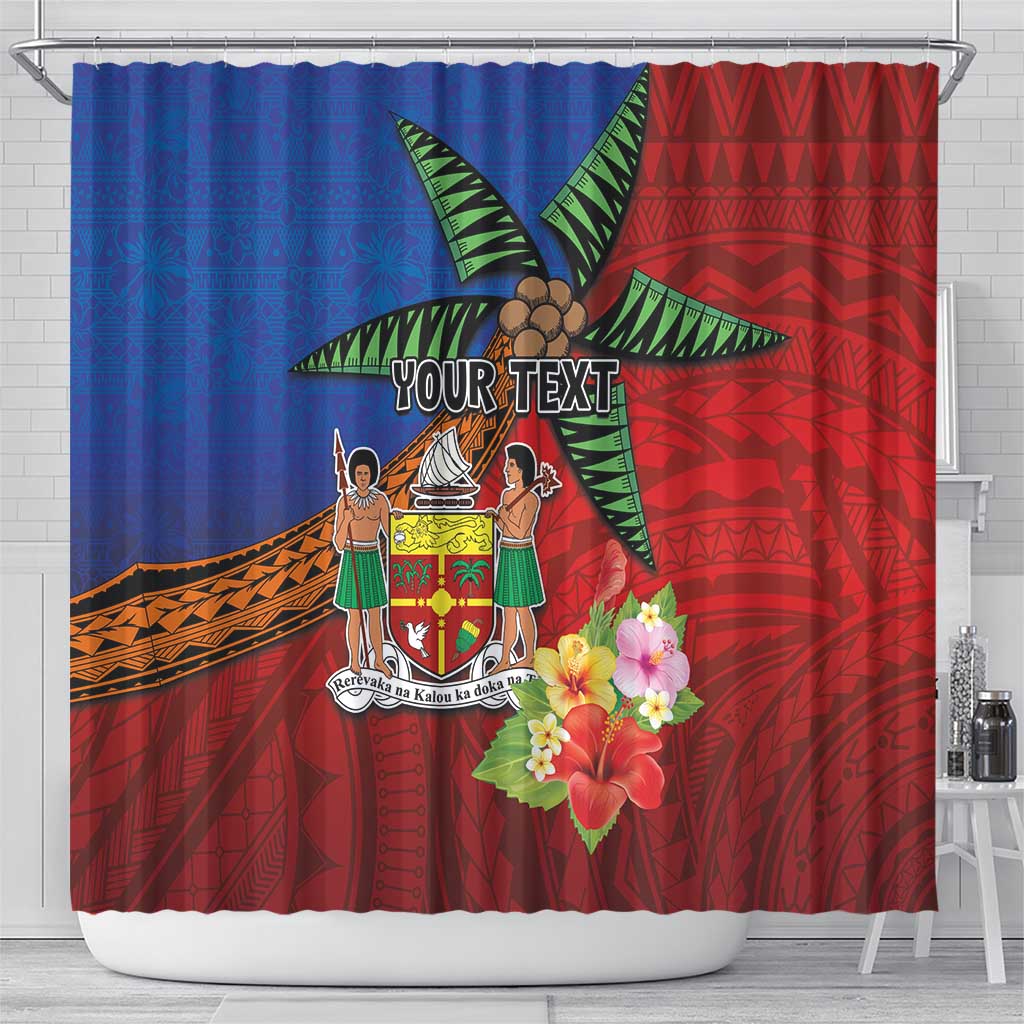 Personalised Fiji and Rotuma Together Shower Curtain Fjian Masi and Pacific Pattern Mix Culture