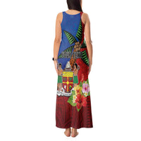Personalised Fiji and Rotuma Together Tank Maxi Dress Fjian Masi and Pacific Pattern Mix Culture