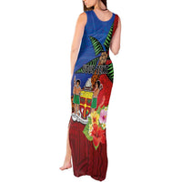 Personalised Fiji and Rotuma Together Tank Maxi Dress Fjian Masi and Pacific Pattern Mix Culture
