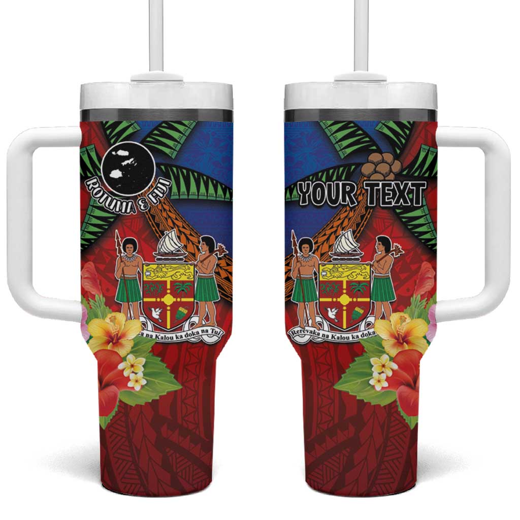Personalised Fiji and Rotuma Together Tumbler With Handle Fjian Masi and Pacific Pattern Mix Culture