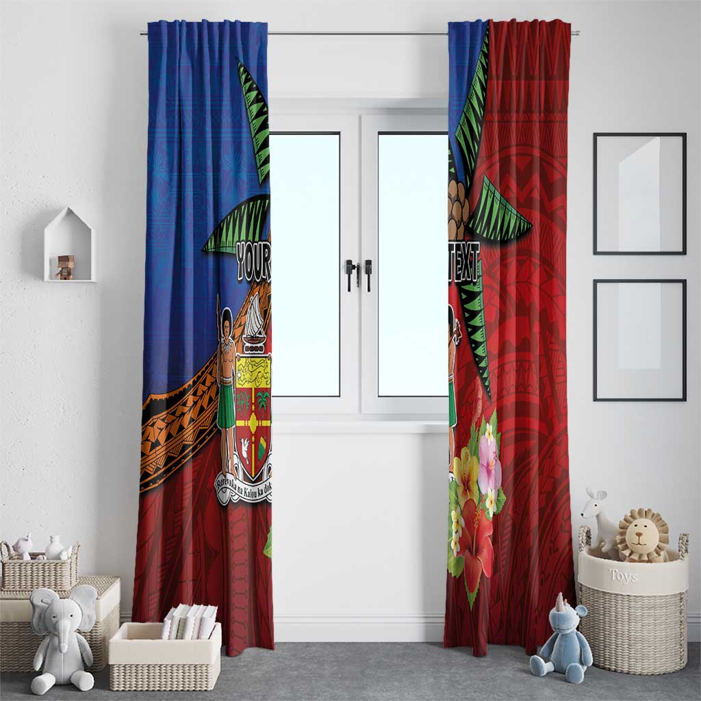 Personalised Fiji and Rotuma Together Window Curtain Fjian Masi and Pacific Pattern Mix Culture
