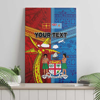 Personalised Fiji and Rotuma Together Canvas Wall Art Tapa and Pacific Art Pattern with Cultural Emblems Half Style