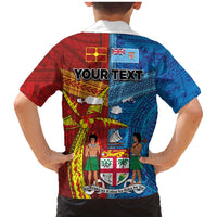 Personalised Fiji and Rotuma Together Family Matching Mermaid Dress and Hawaiian Shirt Tapa and Pacific Art Pattern with Cultural Emblems Half Style