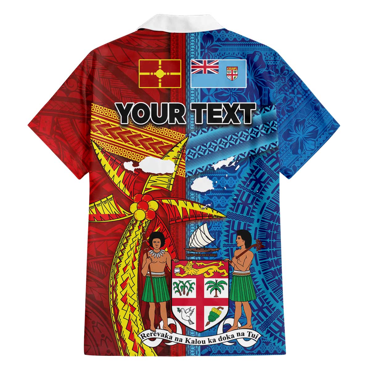 Personalised Fiji and Rotuma Together Family Matching Off The Shoulder Long Sleeve Dress and Hawaiian Shirt Tapa and Pacific Art Pattern with Cultural Emblems Half Style