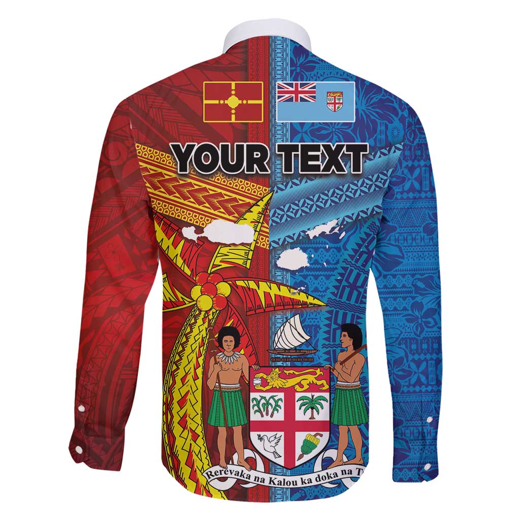 Personalised Fiji and Rotuma Together Family Matching Off Shoulder Short Dress and Hawaiian Shirt Tapa and Pacific Art Pattern with Cultural Emblems Half Style